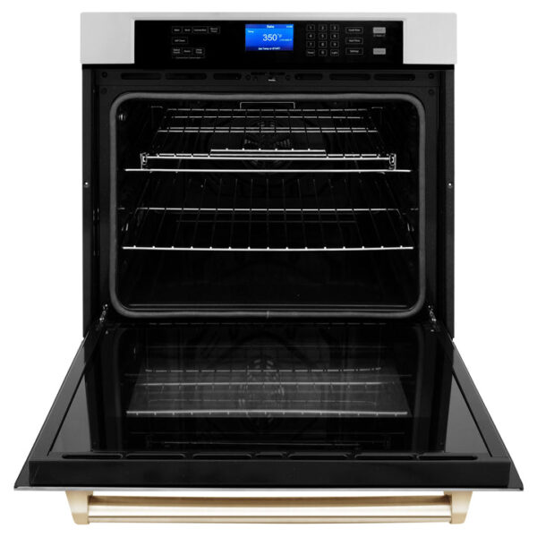 ZLINE 30 in. Autograph Edition Electric Single Wall Oven with Self Clean and True Convection in Fingerprint Resistant Stainless Steel and Polished Gold Accents (AWSSZ-30-G) - Image 9
