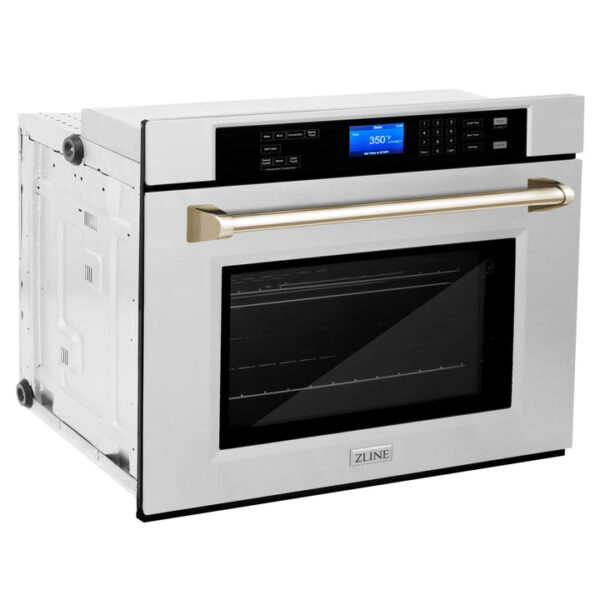 ZLINE 30 in. Autograph Edition Electric Single Wall Oven with Self Clean and True Convection in Fingerprint Resistant Stainless Steel and Polished Gold Accents (AWSSZ-30-G) - Image 17