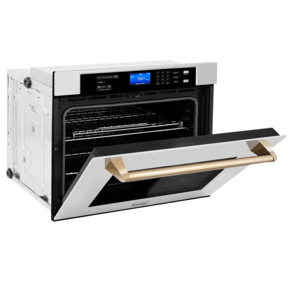 ZLINE 30 in. Autograph Edition Electric Single Wall Oven with Self Clean and True Convection in Fingerprint Resistant Stainless Steel and Polished Gold Accents (AWSSZ-30-G) - Image 14