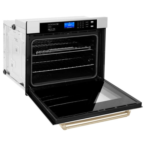 ZLINE 30 in. Autograph Edition Electric Single Wall Oven with Self Clean and True Convection in Fingerprint Resistant Stainless Steel and Polished Gold Accents (AWSSZ-30-G) - Image 8
