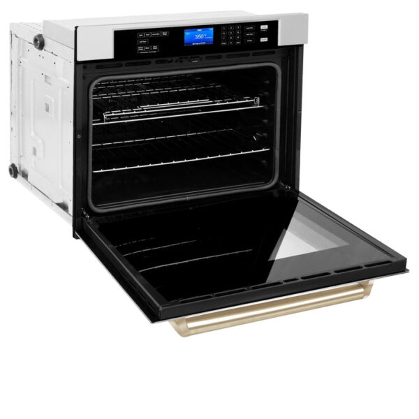 ZLINE 30 in. Autograph Edition Electric Single Wall Oven with Self Clean and True Convection in Fingerprint Resistant Stainless Steel and Polished Gold Accents (AWSSZ-30-G) - Image 13