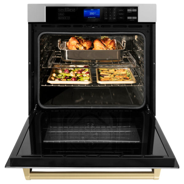 ZLINE 30 in. Autograph Edition Electric Single Wall Oven with Self Clean and True Convection in Stainless Steel and Champagne Bronze Accents (AWSZ-30-CB) - Image 14