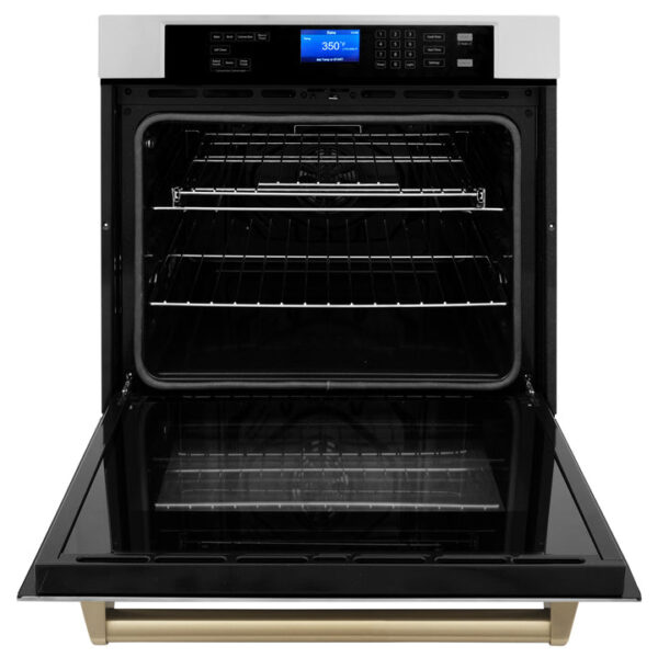 ZLINE 30 in. Autograph Edition Electric Single Wall Oven with Self Clean and True Convection in Stainless Steel and Champagne Bronze Accents (AWSZ-30-CB) - Image 13