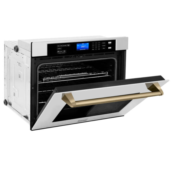 ZLINE 30 in. Autograph Edition Electric Single Wall Oven with Self Clean and True Convection in Stainless Steel and Champagne Bronze Accents (AWSZ-30-CB) - Image 16