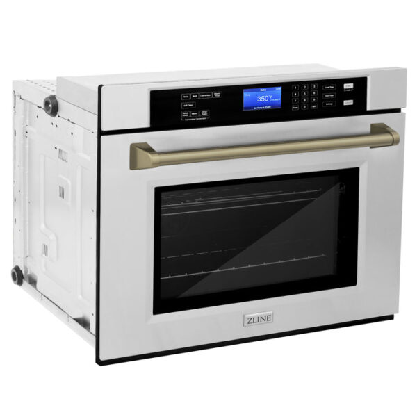 ZLINE 30 in. Autograph Edition Electric Single Wall Oven with Self Clean and True Convection in Stainless Steel and Champagne Bronze Accents (AWSZ-30-CB) - Image 17