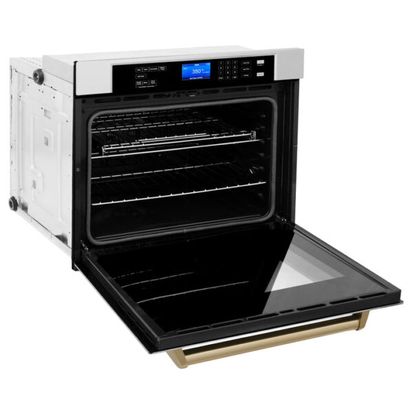 ZLINE 30 in. Autograph Edition Electric Single Wall Oven with Self Clean and True Convection in Stainless Steel and Champagne Bronze Accents (AWSZ-30-CB) - Image 12