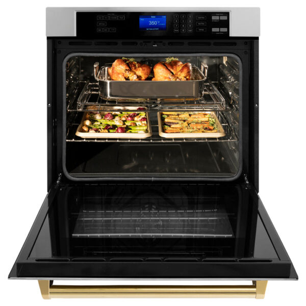 ZLINE 30 in. Autograph Edition Electric Single Wall Oven with Self Clean and True Convection in Fingerprint Resistant Stainless Steel and Polished Gold Accents (AWSSZ-30-G) - Image 11