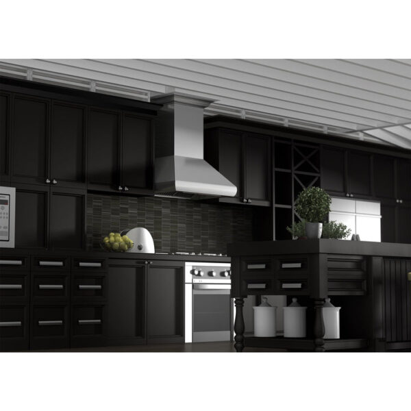 ZLINE Professional Convertible Vent Wall Mount Range Hood in Stainless Steel with Crown Molding (587CRN) - Image 3