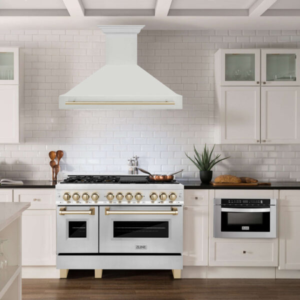 ZLINE 48 in. Autograph Edition Stainless Steel Range Hood with Stainless Steel Shell and Champagne Bronze Handle (8654STZ-48-CB) - Image 8