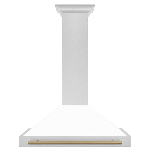 ZLINE 36 in. Autograph Edition in Fingerprint Resistant Stainless Steel Range Hood with White Matte Shell and Accented Handle (KB4SNZ-WM36) - Image 3