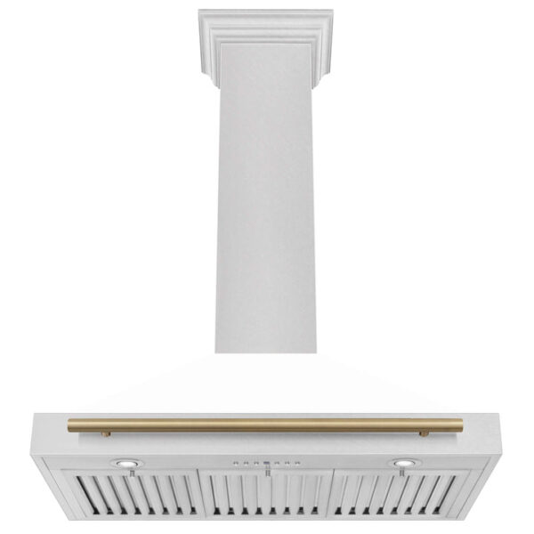 ZLINE 36 in. Autograph Edition in Fingerprint Resistant Stainless Steel Range Hood with White Matte Shell and Accented Handle (KB4SNZ-WM36) - Image 2