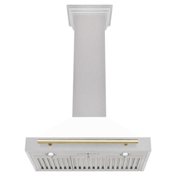 ZLINE 30 in. Autograph Edition Fingerprint Resistant Stainless Steel Range Hood with White Matte Shell and Accented Handle (KB4SNZ-WM30) - Image 11