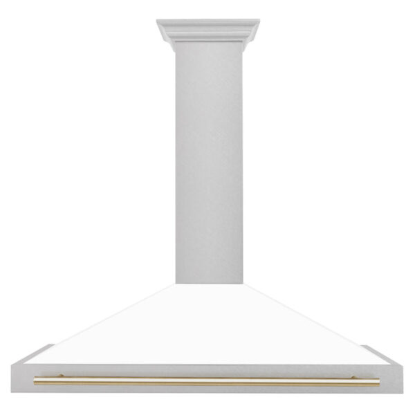 ZLINE 48 in. Autograph Edition Fingerprint Resistant Stainless Steel Range Hood with White Matte Shell and Accented Handles (KB4SNZ-WM48) - Image 6