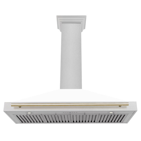 ZLINE 48 in. Autograph Edition Fingerprint Resistant Stainless Steel Range Hood with White Matte Shell and Accented Handles (KB4SNZ-WM48) - Image 5
