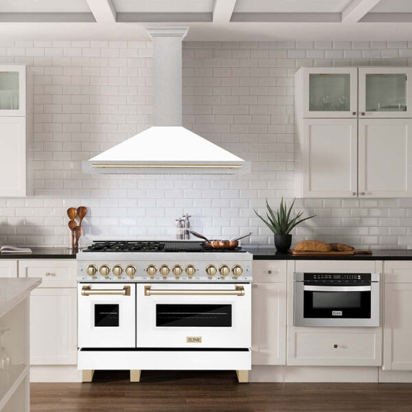 ZLINE 48 in. Autograph Edition Fingerprint Resistant Stainless Steel Range Hood with White Matte Shell and Accented Handles (KB4SNZ-WM48) - Image 8