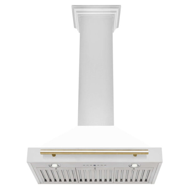 ZLINE 30 in. Autograph Edition Stainless Steel Range Hood with White Matte Shell and Accents (KB4STZ-WM30) - Image 5
