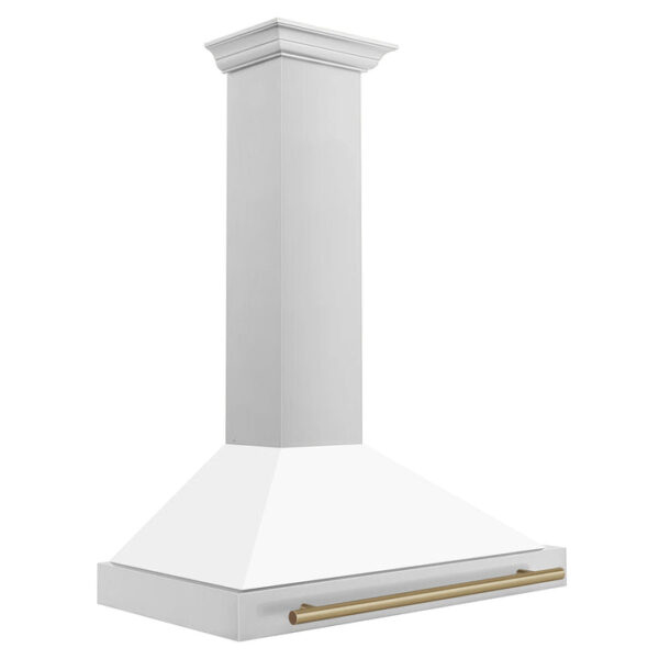 ZLINE 36 in. Autograph Edition Stainless Steel Range Hood with White Matte Shell and Accents (KB4STZ-WM36) - Image 7