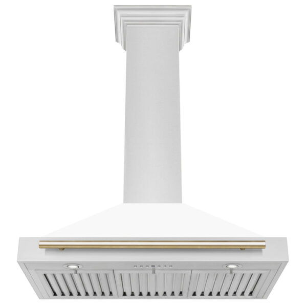 ZLINE 36 in. Autograph Edition Stainless Steel Range Hood with White Matte Shell and Accents (KB4STZ-WM36) - Image 12