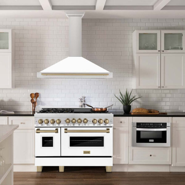 ZLINE 48 in. Autograph Edition Stainless Steel Range Hood with White Matte Shell and Accents (KB4STZ-WM48) - Image 5