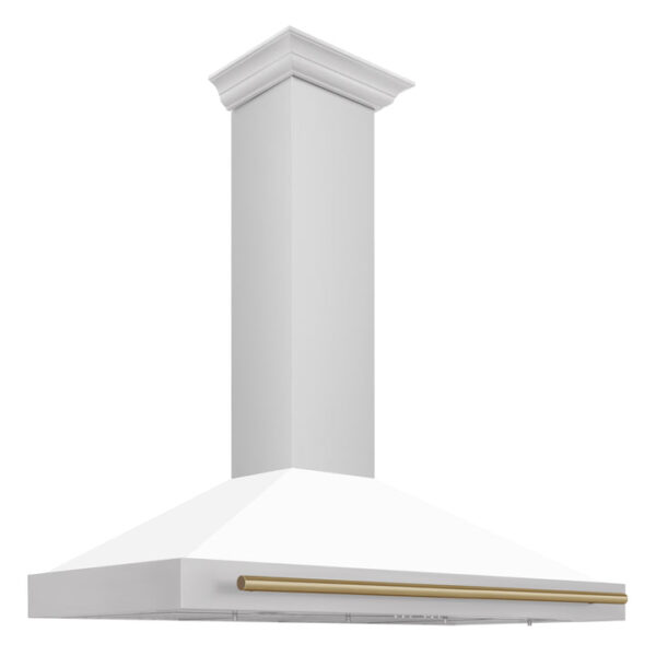 ZLINE 48 in. Autograph Edition Stainless Steel Range Hood with White Matte Shell and Accents (KB4STZ-WM48) - Image 6
