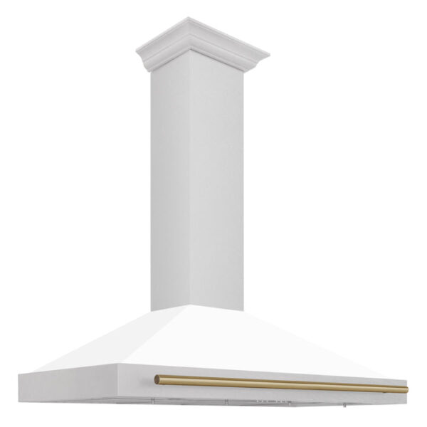 ZLINE 48 in. Autograph Edition Fingerprint Resistant Stainless Steel Range Hood with White Matte Shell and Accented Handles (KB4SNZ-WM48) - Image 2