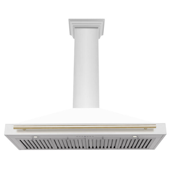 ZLINE 48 in. Autograph Edition Stainless Steel Range Hood with White Matte Shell and Accents (KB4STZ-WM48) - Image 9