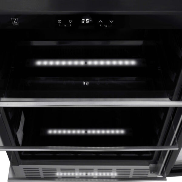 ZLINE 24 In. Monument Dual Zone 44-Bottle Wine Cooler in Stainless Steel with Wood Shelf (RWV-UD-24) - Image 20