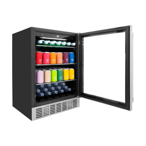 ZLINE 24 in. Monument 154 Can Beverage Fridge in Stainless Steel (RBV-US-24) - Image 11