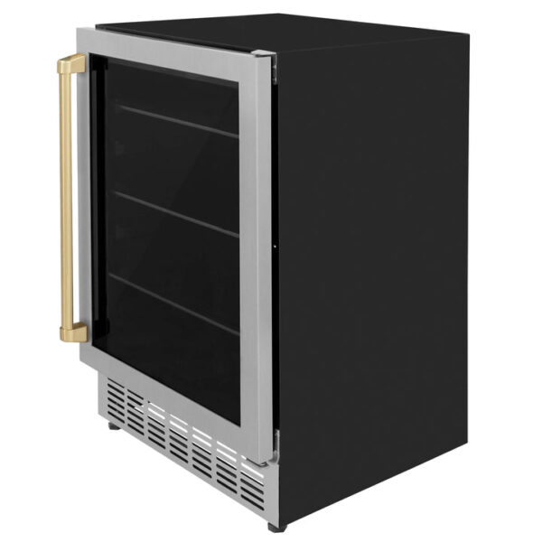 ZLINE 24 in. Monument Autograph Edition 154 Can Beverage Fridge in Stainless Steel with Champagne Bronze Accents (RBVZ-US-24-CB) - Image 7