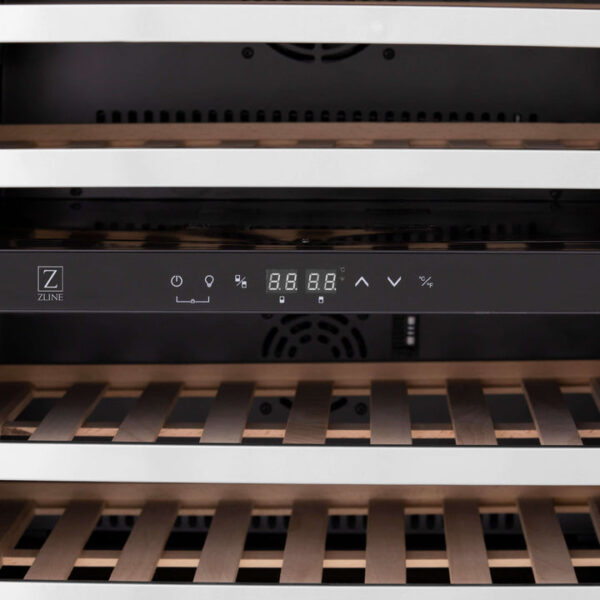 ZLINE 24 In. Monument Dual Zone 44-Bottle Wine Cooler in Stainless Steel with Wood Shelf (RWV-UD-24) - Image 10