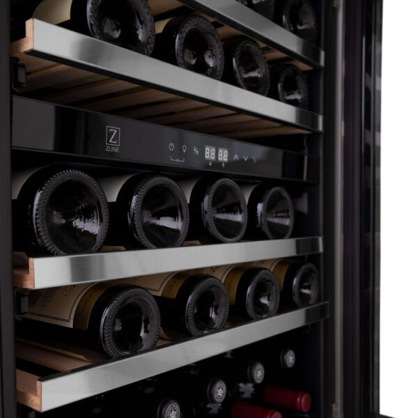 ZLINE 24 In. Monument Dual Zone 44-Bottle Wine Cooler in Stainless Steel with Wood Shelf (RWV-UD-24) - Image 8