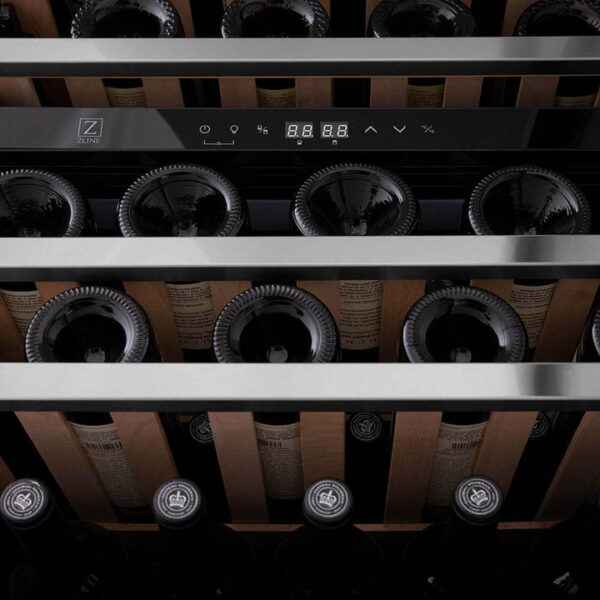 ZLINE 24 In. Monument Dual Zone 44-Bottle Wine Cooler in Stainless Steel with Wood Shelf (RWV-UD-24) - Image 7