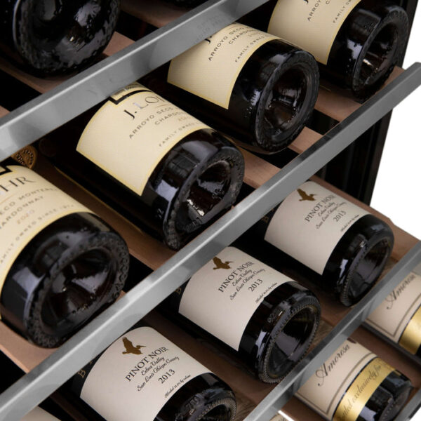ZLINE 24 In. Monument Dual Zone 44-Bottle Wine Cooler in Stainless Steel with Wood Shelf (RWV-UD-24) - Image 4