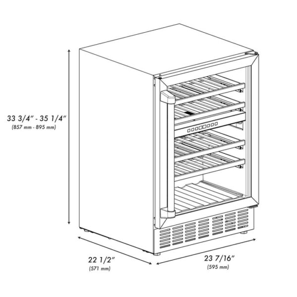 ZLINE 24 In. Monument Dual Zone 44-Bottle Wine Cooler in Stainless Steel with Wood Shelf (RWV-UD-24) - Image 3