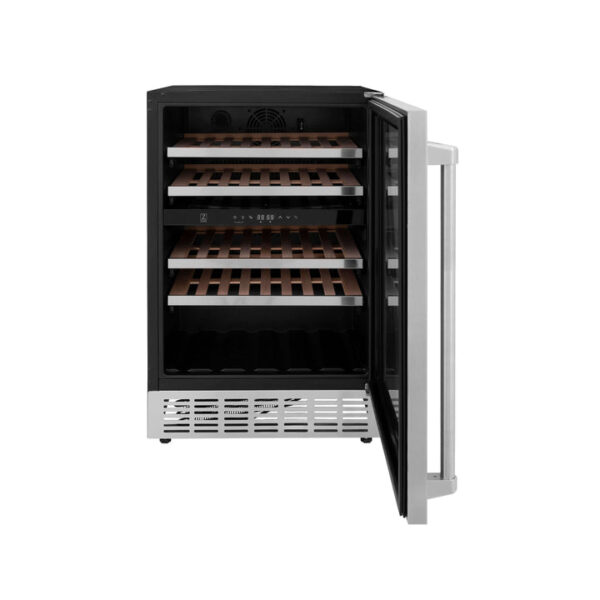 ZLINE 24 In. Monument Dual Zone 44-Bottle Wine Cooler in Stainless Steel with Wood Shelf (RWV-UD-24) - Image 12
