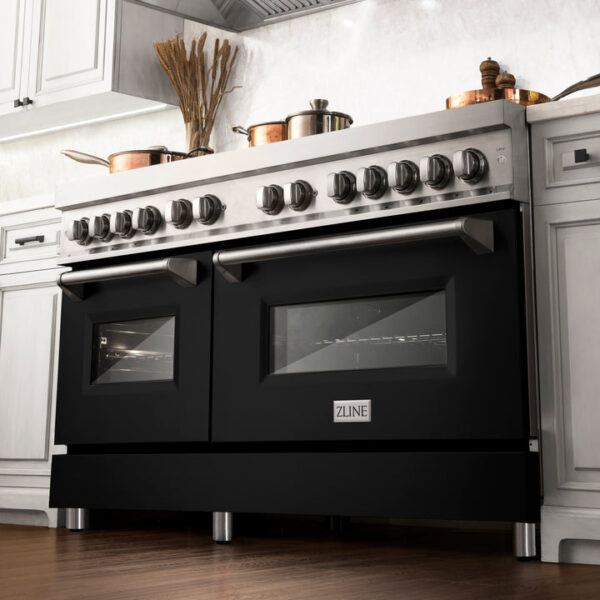 ZLINE 60 in. 7.4 cu. ft. Dual Fuel Range with Gas Stove and Electric Oven in Fingerprint Resistant Stainless Steel with Black Matte Door (RAS-BLM-60) - Image 18