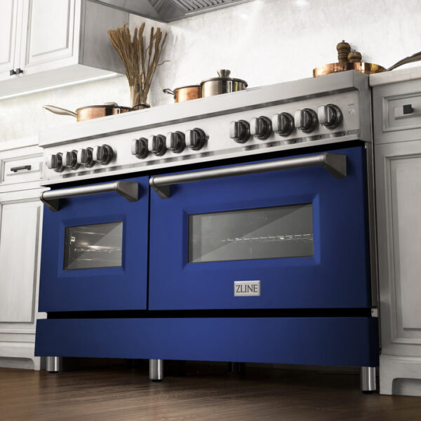 ZLINE 60 in. 7.4 cu. ft. Dual Fuel Range with Gas Stove and Electric Oven in Stainless Steel with Blue Matte (RA-BM-60) - Image 21
