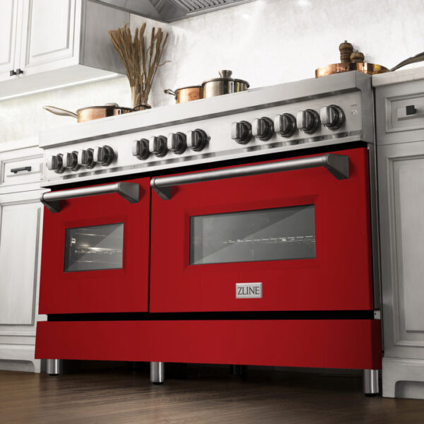 ZLINE 60 in. 7.4 cu. ft. Dual Fuel Range with Gas Stove and Electric Oven in Fingerprint Resistant Stainless Steel with Red Gloss Door (RAS-RG-60) - Image 20