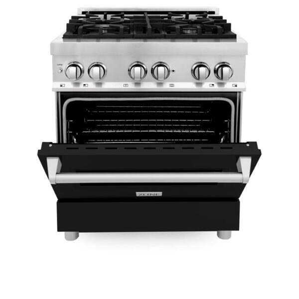 ZLINE 30 in. 4.0 cu. ft. Dual Fuel Range with Gas Stove and Electric Oven in Stainless Steel with Black Matte Door (RA-BLM-30) - Image 13