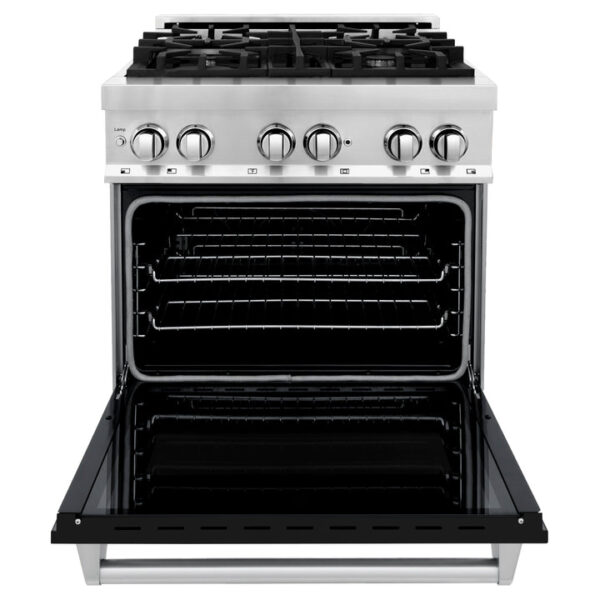 ZLINE 30 in. 4.0 cu. ft. Dual Fuel Range with Gas Stove and Electric Oven in Stainless Steel with Black Matte Door (RA-BLM-30) - Image 9