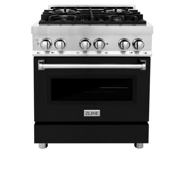ZLINE 30 in. 4.0 cu. ft. Dual Fuel Range with Gas Stove and Electric Oven in Stainless Steel with Black Matte Door (RA-BLM-30) - Image 14