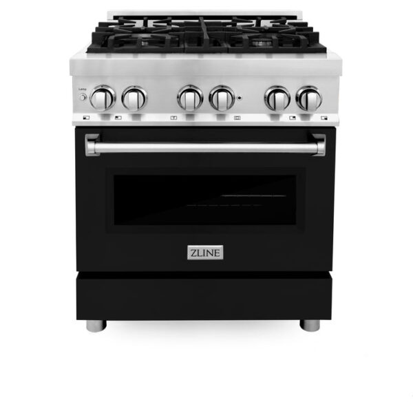 ZLINE 30 in. 4.0 cu. ft. Dual Fuel Range with Gas Stove and Electric Oven in Stainless Steel with Black Matte Door (RA-BLM-30) - Image 12