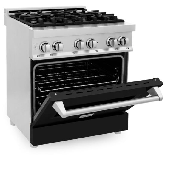 ZLINE 30 in. 4.0 cu. ft. Dual Fuel Range with Gas Stove and Electric Oven in Stainless Steel with Black Matte Door (RA-BLM-30) - Image 10