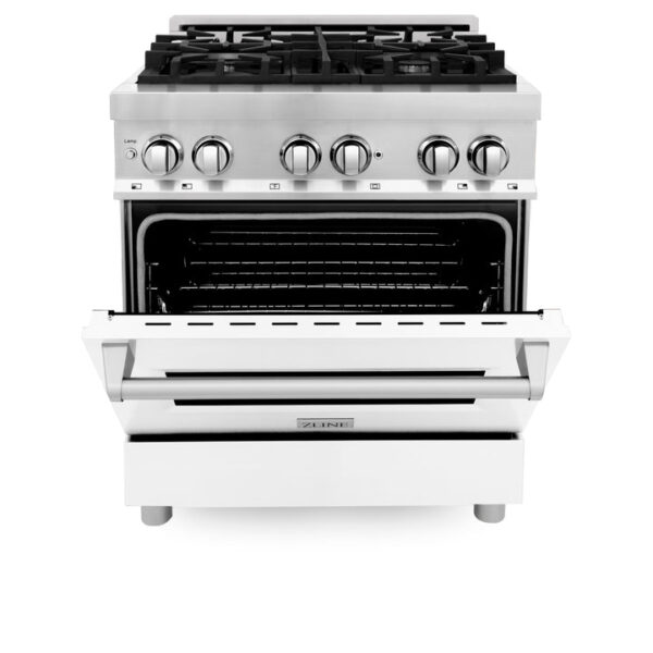 ZLINE 30 in. 4.0 cu. ft. Dual Fuel Range with Gas Stove and Electric Oven in Stainless Steel with White Matte Door (RA-WM-30) - Image 7