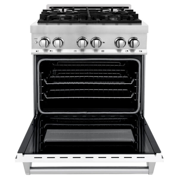 ZLINE 30 in. 4.0 cu. ft. Dual Fuel Range with Gas Stove and Electric Oven in Stainless Steel with White Matte Door (RA-WM-30) - Image 6