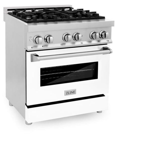 ZLINE 30 in. 4.0 cu. ft. Dual Fuel Range with Gas Stove and Electric Oven in Stainless Steel with White Matte Door (RA-WM-30) - Image 5