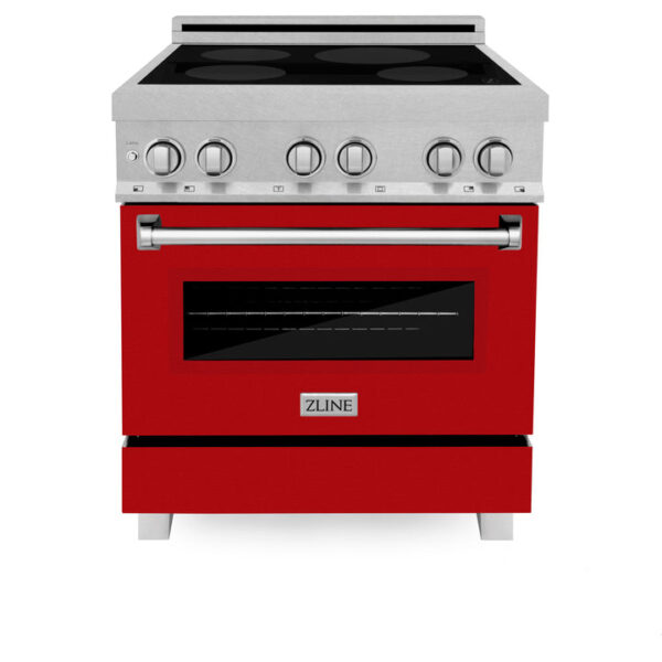 ZLINE 30 IN. 4.0 cu. ft. Induction Range in Fingerprint Resistant Stainless Steel with a 4 Element Stove, Electric Oven, and Red Gloss Door (RAINDS-RG-30) - Image 9