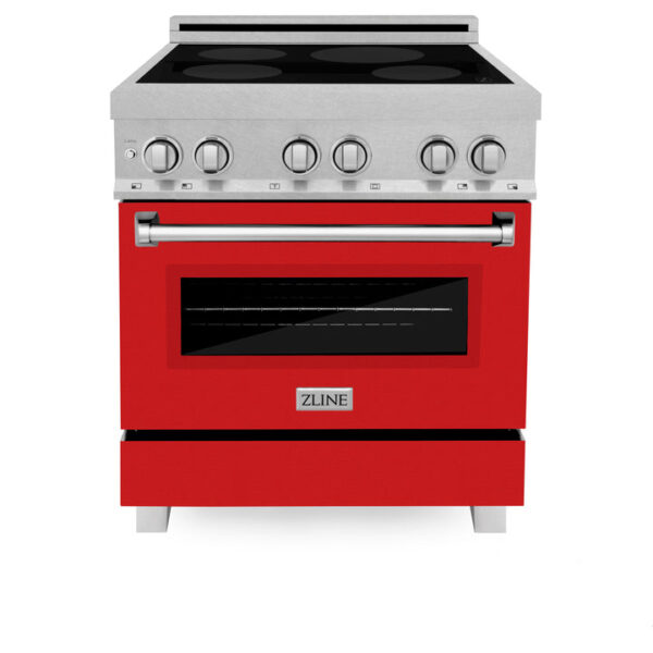 ZLINE 30 IN. 4.0 cu. ft. Induction Range in Fingerprint Resistant Stainless Steel with a 4 Element Stove, Electric Oven, and Red Matte Door (RAINDS-RM-30) - Image 5