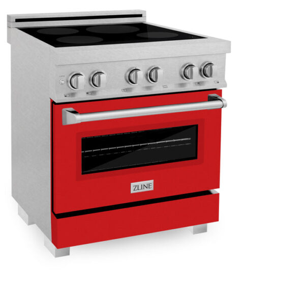 ZLINE 30 IN. 4.0 cu. ft. Induction Range in Fingerprint Resistant Stainless Steel with a 4 Element Stove, Electric Oven, and Red Matte Door (RAINDS-RM-30) - Image 4