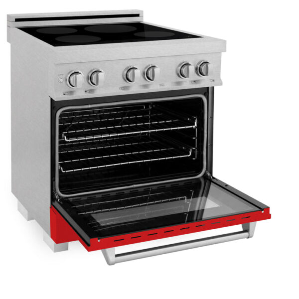 ZLINE 30 IN. 4.0 cu. ft. Induction Range in Fingerprint Resistant Stainless Steel with a 4 Element Stove, Electric Oven, and Red Matte Door (RAINDS-RM-30) - Image 2